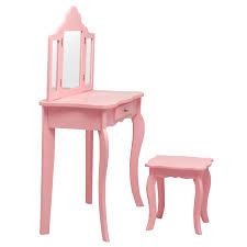 Topbuy Wooden Vanity Table With Triple Folding Mirror Stool For Kids Pink The most common childrens vanity material is ceramic.