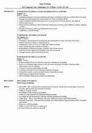 Entry Level Warehouse Resume Fresh Warehouse Material Handler Resume Samples How To Motivate Employees Job Description Warehouse Resume
