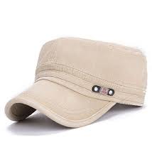 Adjustable Flat Top Cap Solid Brim Army Cadet Style Military Hat Beige Ck17yhi4x6x Army Cap Military Hat Summer Cap