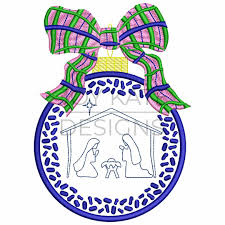 Embroidery on clothes embroidered clothes embroidery fashion embroidered flowers embroidery books t shirt embroidery ribbon embroidery patterns. Nativity Chinoiserie Ornament With Plaid Bow Embroidery Design Joy Kate Designs