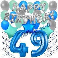 Denn du bekommst viele vorteile am geburtstag! 34 Teiliges Geburtstagsdeko Set Mit Luftballons Happy Birthday Blue Zum 49 Geburtstag