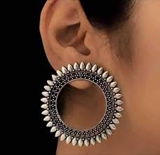 Oxidized German Silver Handmade Big Statement Open Circle Etsy Modern Silver Earrings Gold Jewelry Gift Eye Jewelry