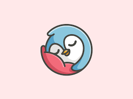 Sleeping Penguin Opt 2 Cute Birds Animal Logo Sleep