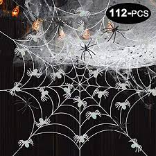 Halloween outside decorations ideas with spiders movie 2000. Geeven Halloween Spider Webs 50 Luminous Spiders Glow In The Dark Stretch Spider Webs 60 Plastic Spiders For Halloween Decorations Walmart Canada