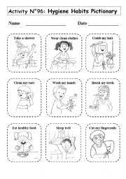 No 96 Hygiene Habits Pictionary Personal Hygiene Worksheets Teaching Healthy Habits Hygiene Lessons