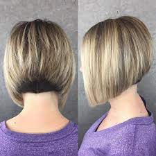 Bronde Stacked Bob With Nape Undercut Stacked Haircuts Stacked Bob Haircut Bobs For Thin Hair