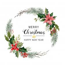 Watercolor Christmas Wreath Christmas Wreaths Merry Christmas Card Christmas Watercolor