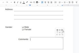 Select insert from the menu, select table, and then select the 2 x 1 size for your table. How To Make A Fillable Google Docs Form With Tables