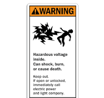 Transformer Label - Mr. Ouch - WARNING HAZARDOUS VOLTAGE, 4.5" X 8.5"