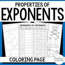 Raising a base number to different powers like the printable exponent worksheets for math easy squares and cubes. Properties Of Exponents Coloring Page By Lindsay Perro Tpt