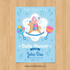 Create custom baby shower invitations using fotojet's baby shower invitation. Free Vector Blue Baby Shower Card Template