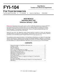2020 Form Nm Trd Fyi 104 Fill Online Printable Fillable Blank Pdffiller