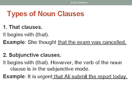 A noun clause is a dependent clause that contains a subject and a verb. Noun Clauses Grammar 3 Lecture 2 L Margo