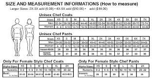 Newchef Size Chart