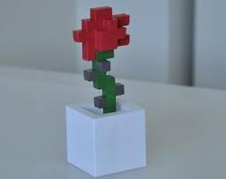 Minecraft Style Rose 3d Printed Hand Painted Flower Figurine Gift Caramel Pot In 2020 Minecraft Crafts Minecraft Flower Pots