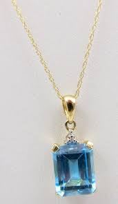 10k Yellow Gold Blue Topaz Pendant And Chain Necklace Chapel Hill Vintage Jewels Ruby Lane Blue Topaz Pendant Blue Topaz Pendant