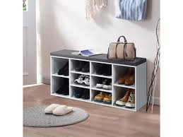 Plus d informations réduction extra. Giantex Meuble A Chaussures Banc A Chaussures Avec Siege Coussin Rembourre 10 Cubes Etageres Reglables En Bois 104x30x48cm Blanc Vente De Meuble A Chaussures Conforama