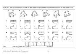 Orthographic Projection Exercises Drawing Exercises Oblique Drawing Orthographic Projection