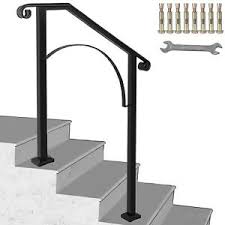 They are installed along staircase walls step 4. Iron Handrail Arch Step Hand Rail Stair Railing Fits 2 Steps For Paver Outdoor 9332378499607 Ebay