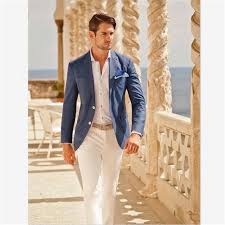 Casual Designer Summer Beach Wedding Blue Blazer Beach Wedding Suits Blue Beach Wedding Beach Wedding Attire
