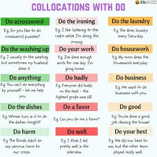 40 Most Common Collocations With Do In English Eslbuzz Learning English English Phrases Learn English English Vocabulary Words