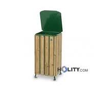 Mülleimer mit Holz für Aussenbereich h35004