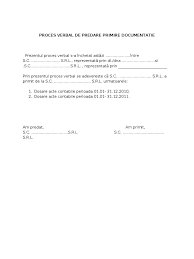 Proces Verbal De Predare Primire Documentatie