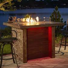 The Outdoor Greatroom Company Marquee 58 Inch Rectangular Pub Height Natural Gas Fire Pit Table With 42 Inch Crystal Fire Burner Mocha Ships As Propane With Backyard Fire Fire Pit Table Gas Firepit
