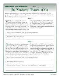 Inference In Literature The Wizard Of Oz Middle School Worksheets Reading Comprehension Worksheets Inference Middle School Texts