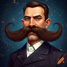 Comic Book Style Character of a Victorian Era Butler With a Mustache  created