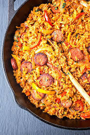 Smoked Sausage And Red Rice Skillet The Cozy Apron Recipe Red Rice Smoked Sausage Stuffed Peppers