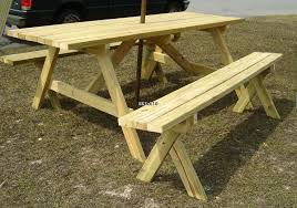 7 Foot Picnic Table With Umbrella And Detached Benches Picnic Table With Umbrella Picnic Table Custom Made Furniture