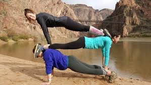 3 Person Plank Yoga At The Bottom Of The Grand Canyon Alongside The Colorado River 2016 Yoga Challenge Poses Acro Yoga Poses 3 Person Yoga Poses