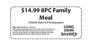 Long John Silver S Family Meal Coupon Family Meals Long John Silver Long John Silvers Coupons