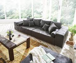 Verkaufe hier ein big sofa mit hocker. Big Sofa Marbeya 285x115 Cm Anthrazit Antik Optik Hocker Delife Eu