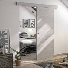 Besoin de rails de portes coulissantes pour un meuble, un placard, une porte d'intérieur ? Kit Porte Coulissante Decor Chene Gris Clair Bilbao Rail 2 Amortisseurs Cache Rail Decor Assorti 204 X 83 Cm Brico Prive
