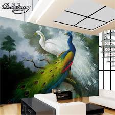 Beibehang خلفيات المنزل ورق حائط للزينة الصورة النفط اللوحة الحب الحب الطاووس غرفة المعيشة 3 D خلفية الصورة جدارية Photo Murals 3 Dhome Decor Wallpaper Aliexpress