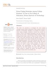 Pdf Stress Coping Strategies Among College Students A Case In The College Of Education Eritrea Institute Of Technology