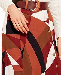 Red Tile Geometric Pattern Skirt