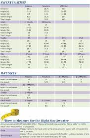 Baby Child Size Chart From Preemie To 12 Year Olds For Hats And Sweaters Crochet Baby Mittens Baby Hat Sizes Baby Knitting