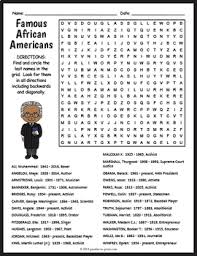 Unless otherwise stated, all answers are spelled in us english. Black History Month Freebie Famous African Americans Word Search