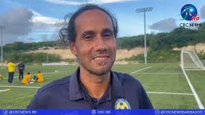 Barbados Senior Men's National Football Team Head Coach Kent Hall reacts to  his team's 3-2 win over the Bahamas in the CONCACAF Nations League. Video:  Anmar Goodridge-Boyce #CBCNewsBarbados