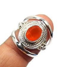 Faceted Carnelian Gemstone 925 Sterling Silver Ring Fashion Rings Silver 925 Sterling Silver Jewelry Gemstones