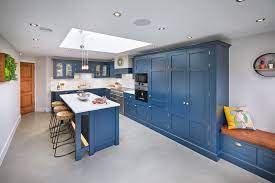 Wall and floor tiles are the perfect way to enhance the design of your kitchen. Luxurious Blue Kitchen In Rothley Leicestershire Traditional Kitchen Other By Steve Hills Design Ltd Houzz