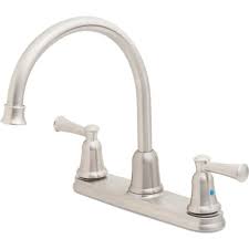 This kitchen faucet is designed in a contemporary style, which makes it apt for the modern and chic modular kitchen. Cfg Capstone 2 Handle Kitchen Faucet With Sprayer 1 5 Gpm Classic Stainless Hd Supply