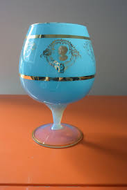 Coupe En Opaline Bleu Ciel Arabesques Dorees Et Camee Vintage Verre De Lait Made In Italie Decoration Romantique Vase Opaline Wine Glass Arabesque