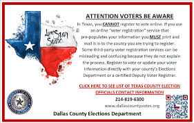 New registration, address change, party change, and name change. Dallas County Tx Elections