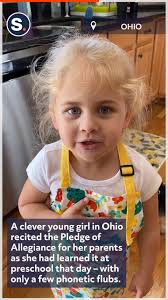 Watch this adorable three-year-old hilariously recite the Pledge of  Allegiance to the United Steaks of America.