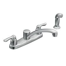 Kitchen sink faucet repair moen. Moen Chateau 2 Handle Standard Kitchen Faucet With Side Sprayer In Chrome 7907 The Home Depot