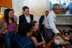 Barack Obama appears with James Talarico and Gina Hinojosa at Austin restaurant